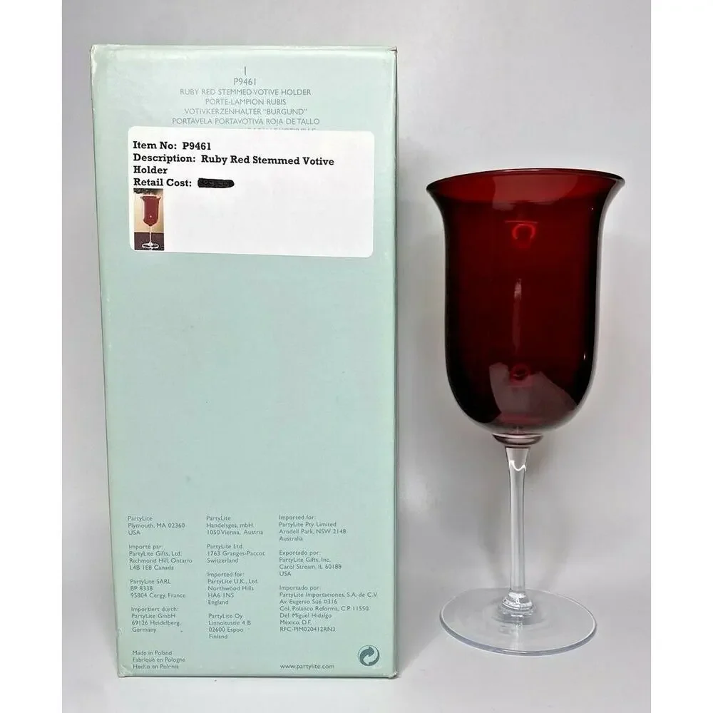 PartyLite‎ Ruby Red Stemmed Votive Holder Retired NIB P12B/P9461